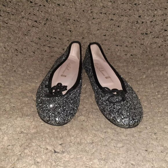 PRETTY BALLERINAS-Rosario-Black/Silver Glitter-Bow-Size 36-Excellent - Picture 3 of 7